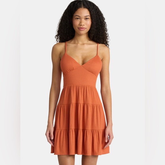 No Boundaries Dresses & Skirts - No Boundaries Rust Orange Tiered Spaghetti-Strap Mini Dress